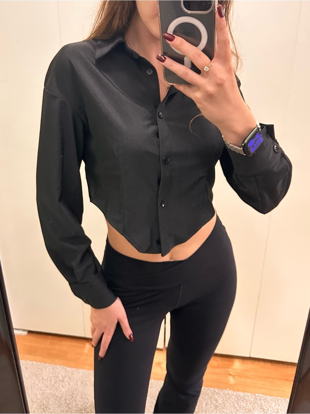 Shein Asymmetrical Hem Crop Shirt